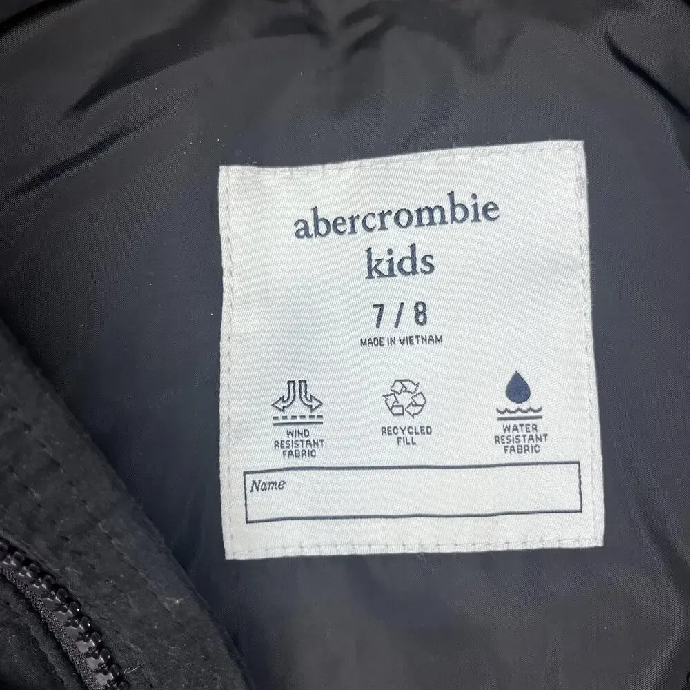 Abercrombie Kids Full Zip Vest Boys 7/8 Puffer Wind Water Resistant‎ Preppy Y2K